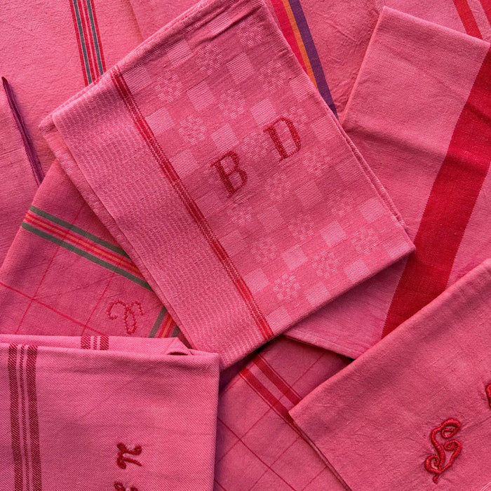 Vintage Striped Tea Towel - Blush Pink