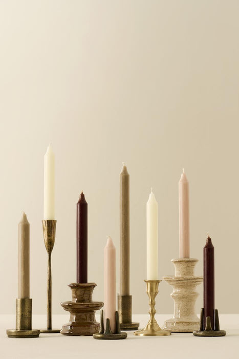 Rustic Dinner Candle | Linen Grey