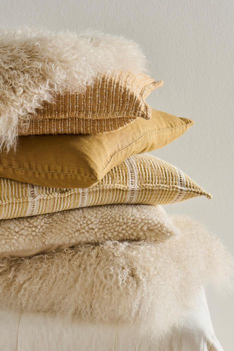 Tibetan Lamb Fur Lumber Cushion | Butter Cream
