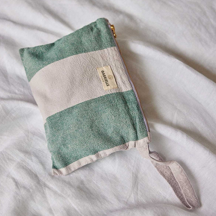 Cotton Pouch with Handles | Striped