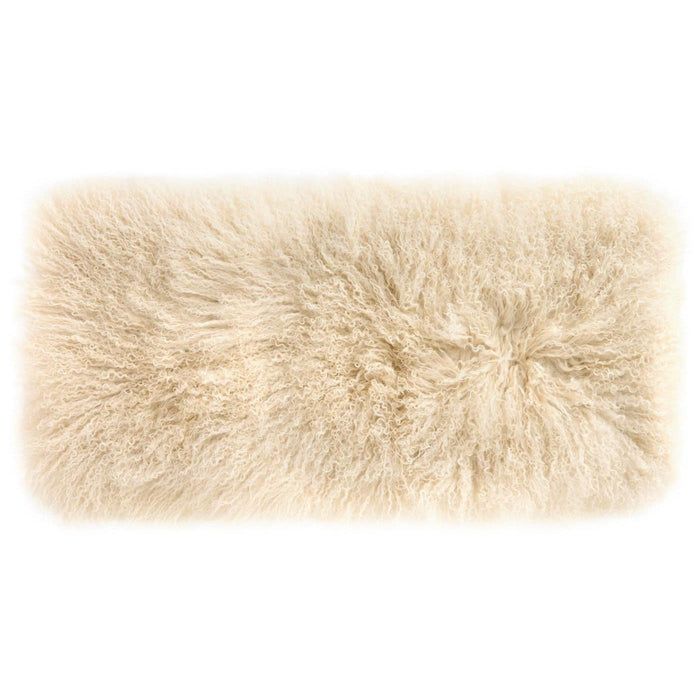 Tibetan Lamb Fur Lumber Cushion | Butter Cream