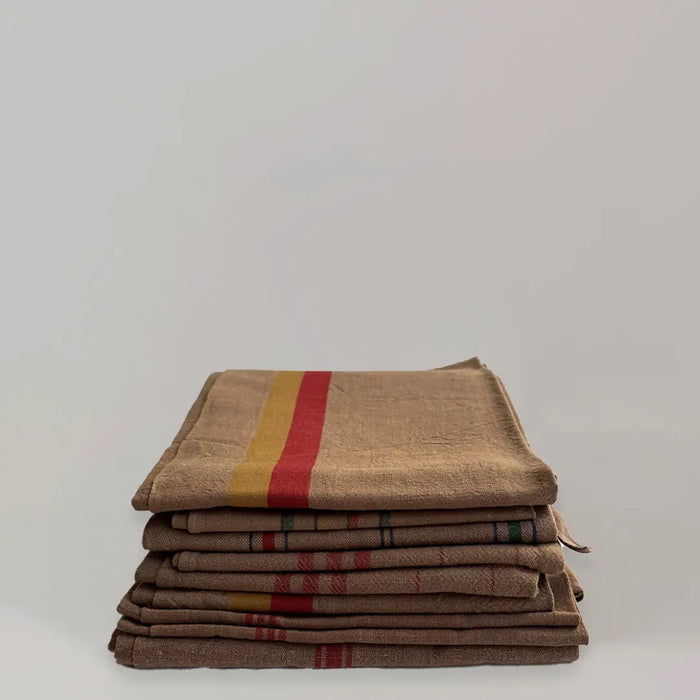 Vintage Striped Tea Towel - Tobacco
