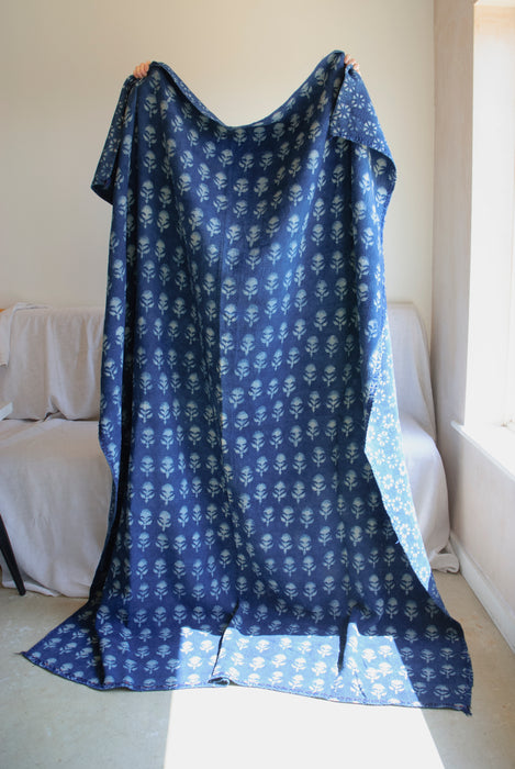 Vintage Indigo Kantha Quilt #0123