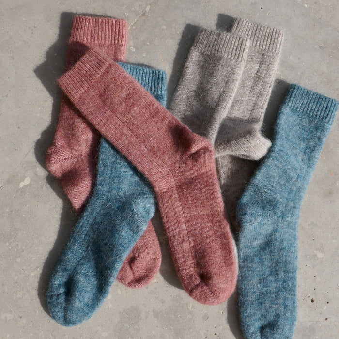 Mohair Ribbed Socks - Terracotta