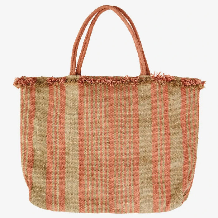 Handwoven Striped Bag - Peach