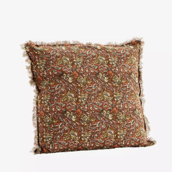 Floral Printed Cushion with fringes