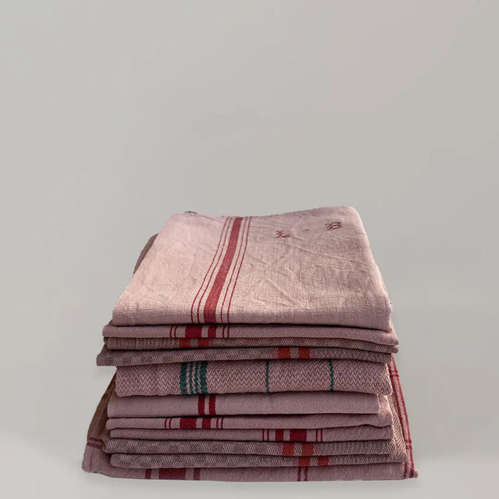 Vintage Striped Tea Towel - Ballerina Pink