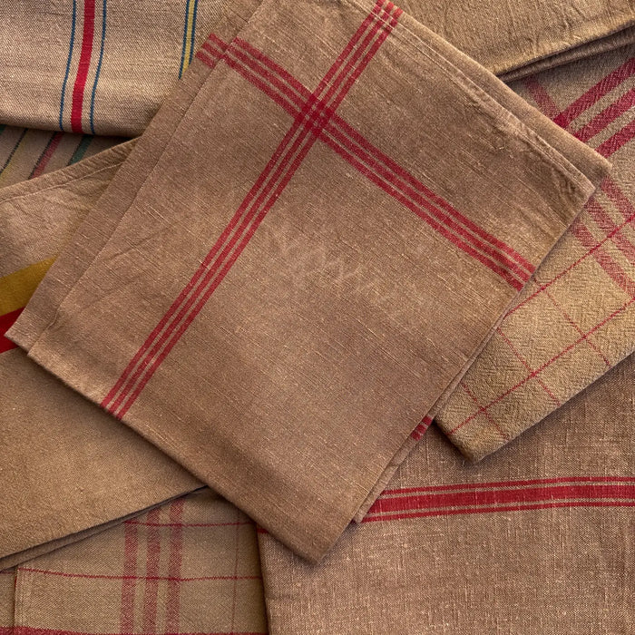 Vintage Striped Tea Towel - Tobacco