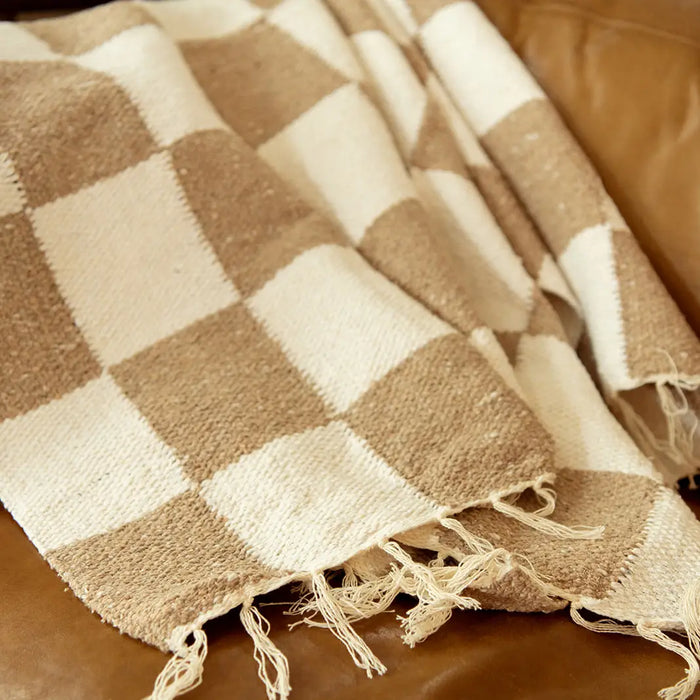 Checker Throw - Tan & Cream