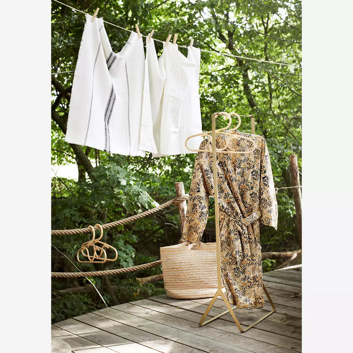 Striped Kitchen Towel with Fringes - White
