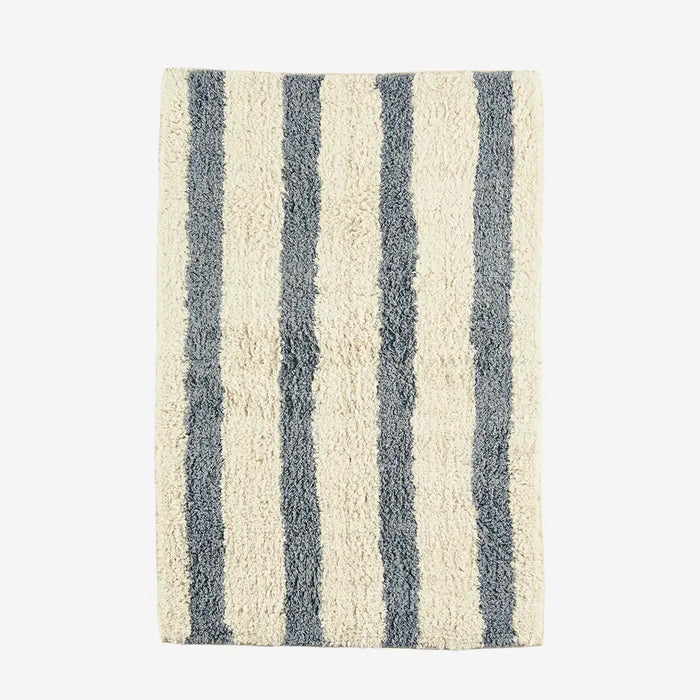 Tufted Cotton Bath Mat | Striped Blue
