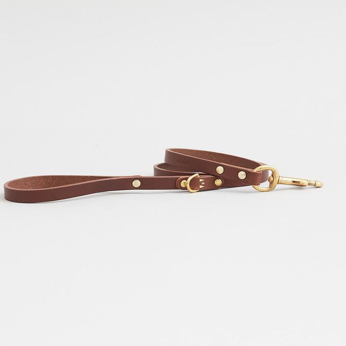 SKINNY LEATHER DOG LEAD - BROWN