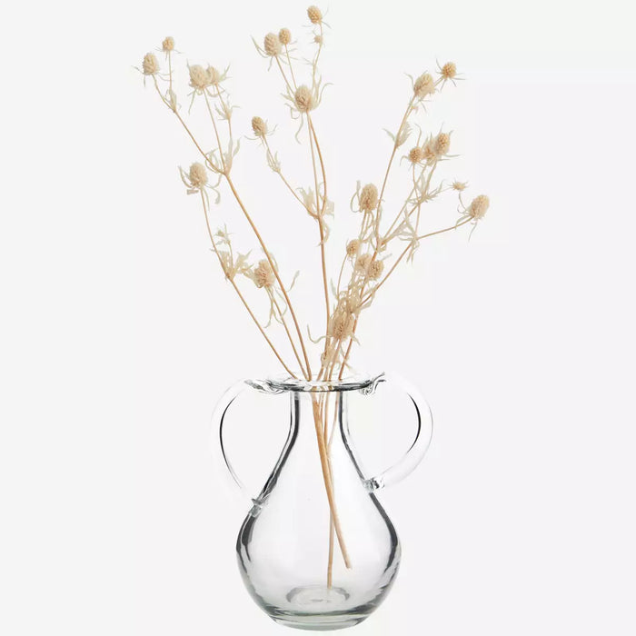Glass vase with handles